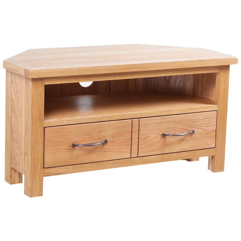 vidaXL TV Cabinet with Drawer 88x42x46 cm Solid Oak Wood