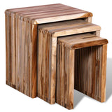 vidaXL Tafeltjesset gerecycled teakhout 3-delig