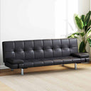 vidaXL Sofa bed with two cushions adjustable artificial leather black