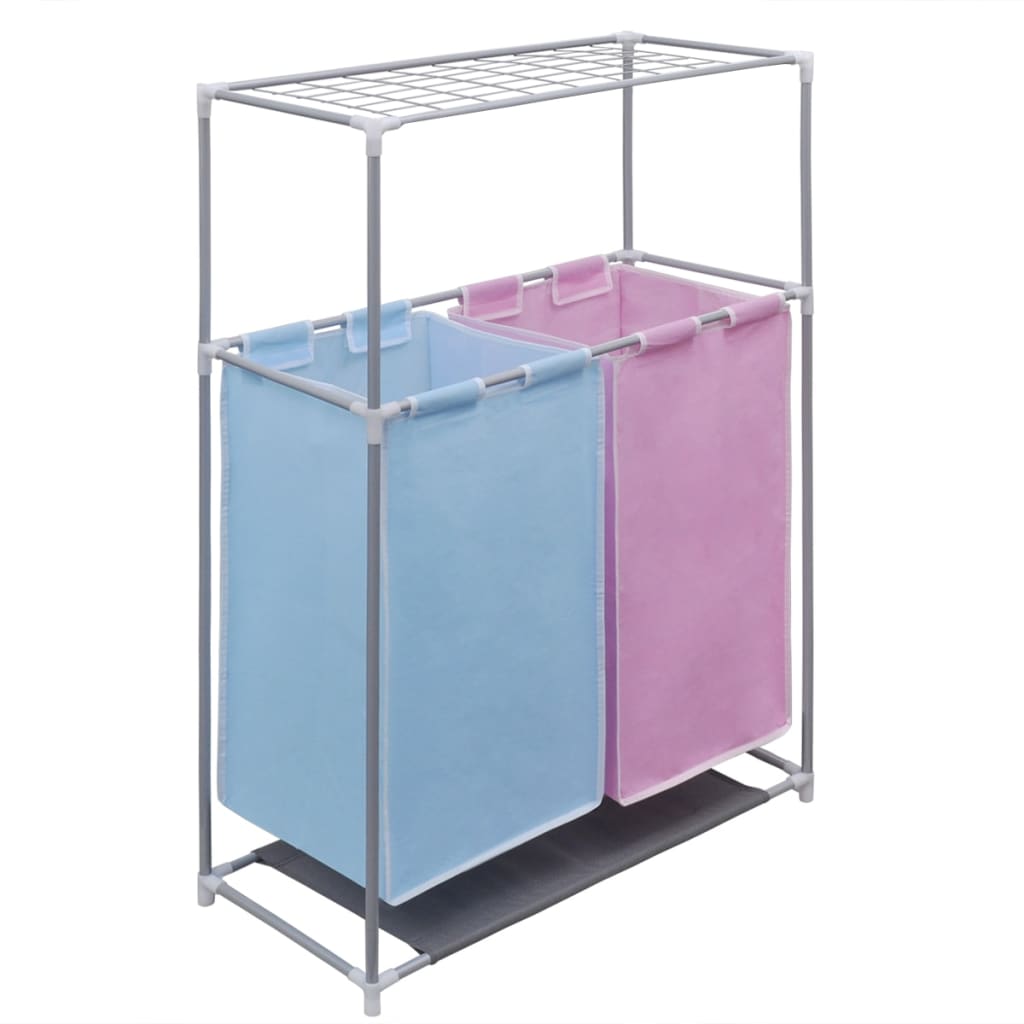 vidaXL Laundry Sorter 2-Compartment with Top Shelf for Drying