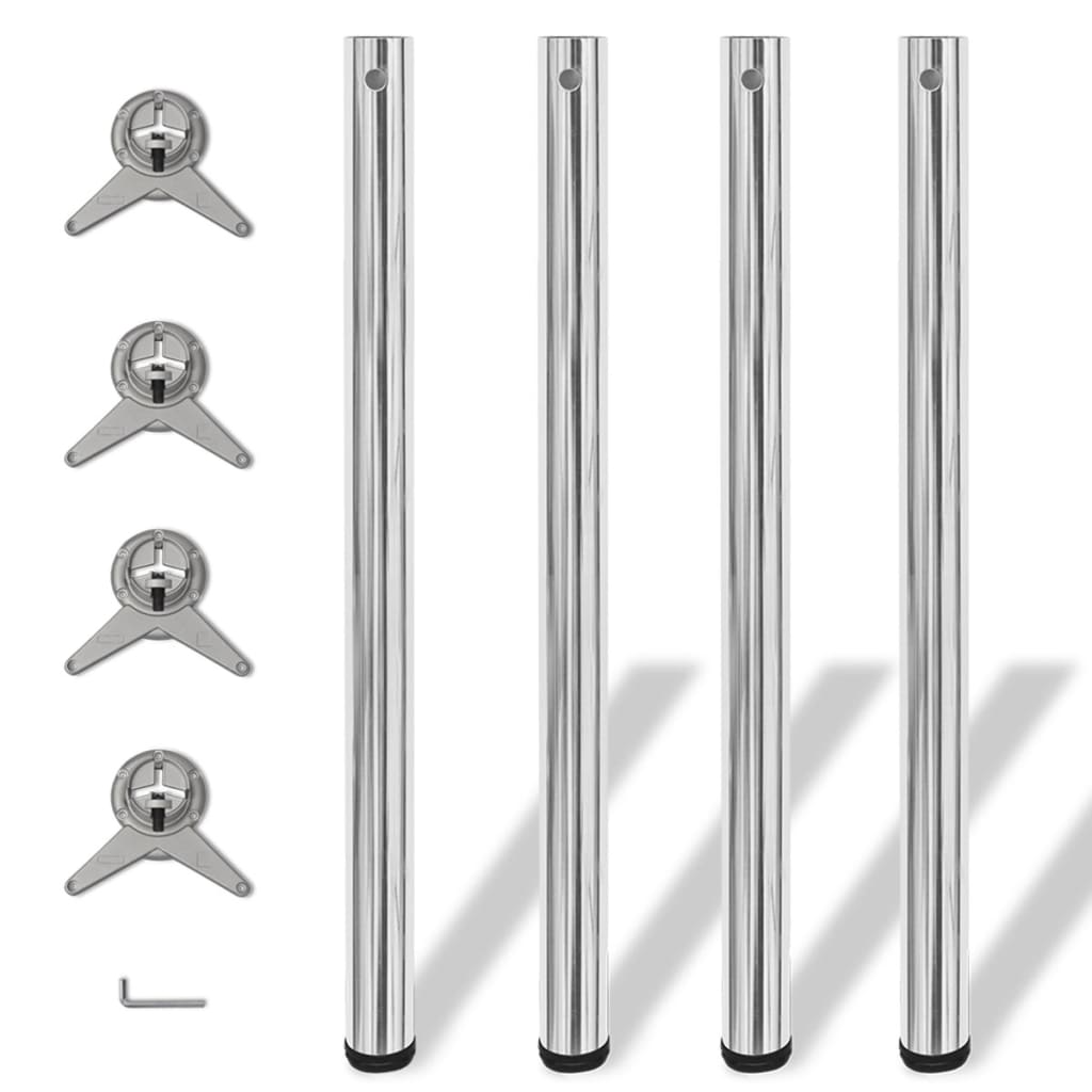 Tafelpoten in hoogte verstelbaar chroom 710 mm 4 st