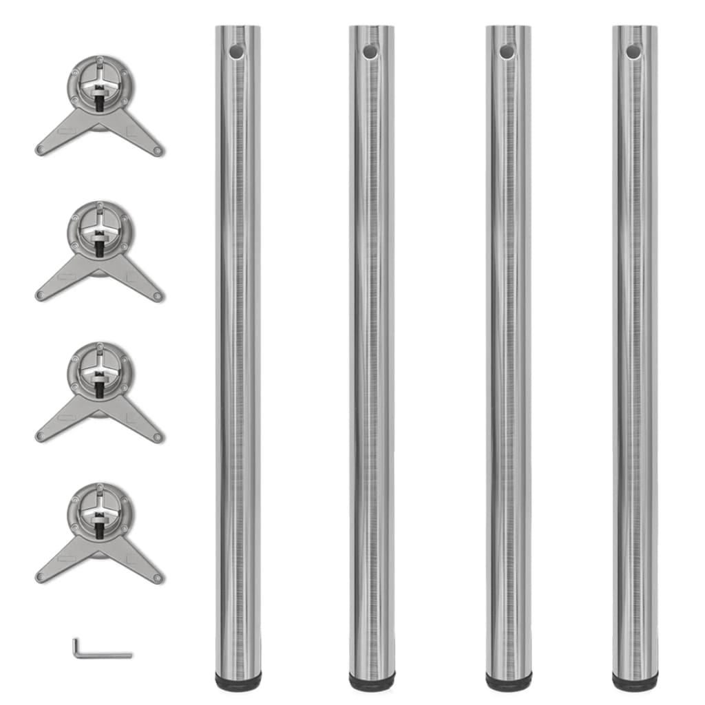 Tafelpoten in hoogte verstelbaar chroom 710 mm 4 st