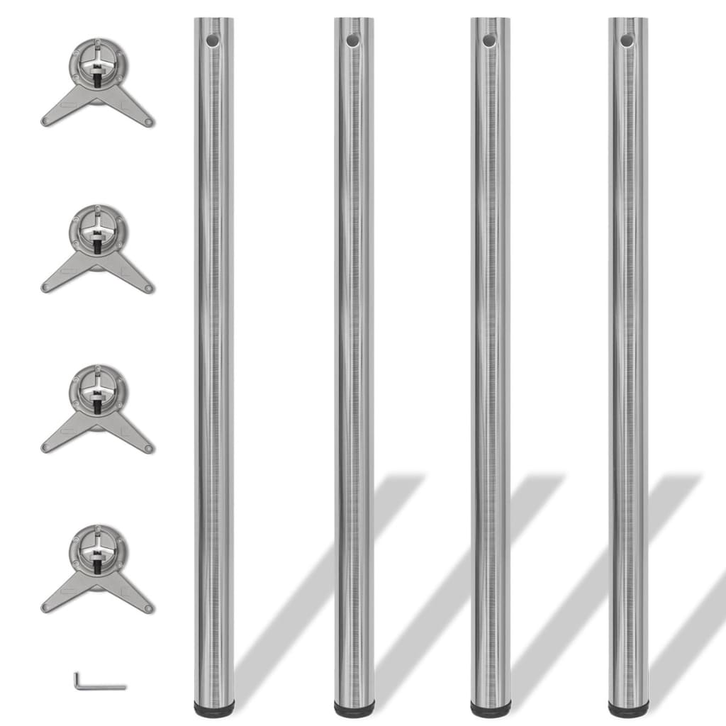 Tafelpoten in hoogte verstelbaar chroom 710 mm 4 st