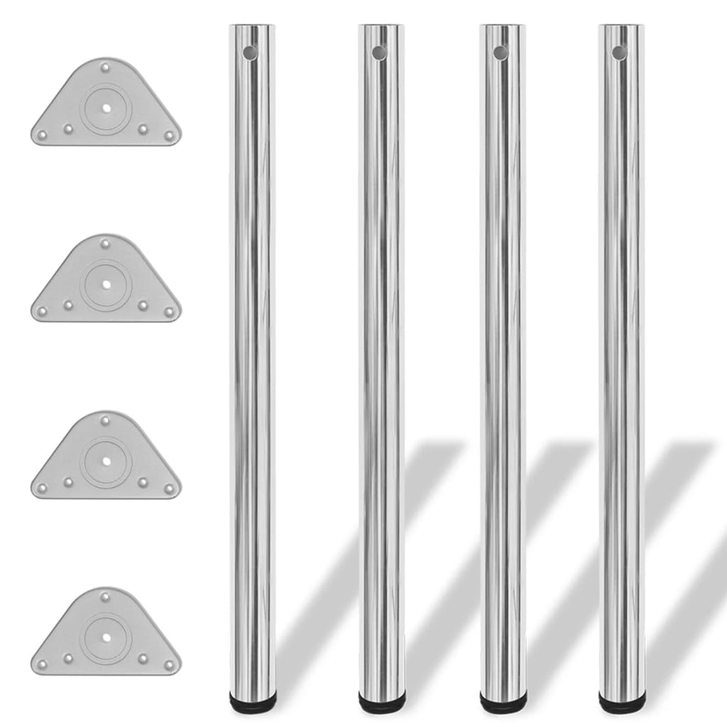 Tafelpoten in hoogte verstelbaar chroom 710 mm 4 st