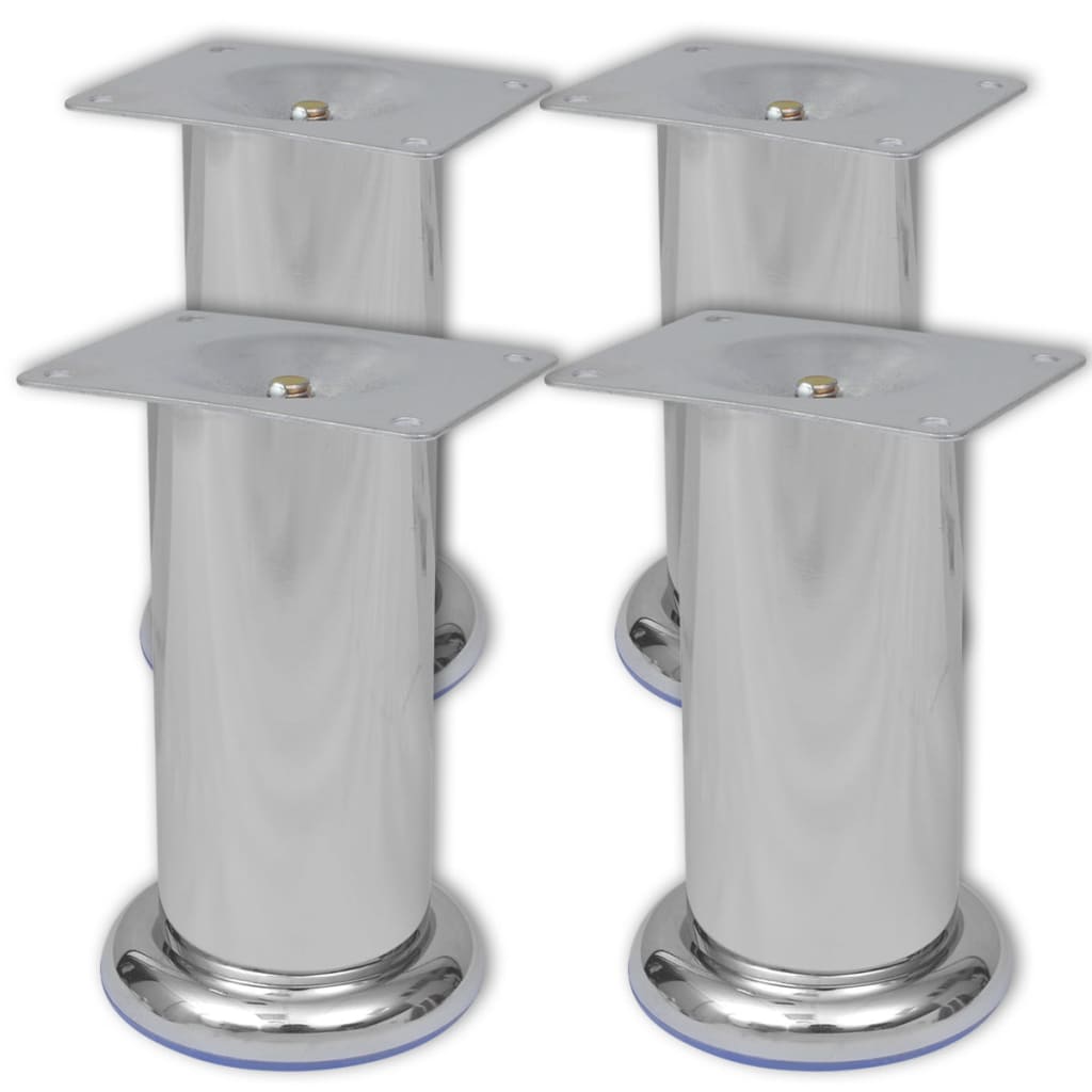 Bankpoten rond chroom 60 mm 4 st