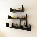 vidaXL 3 st Wandschappen U-vormig MDF zwart