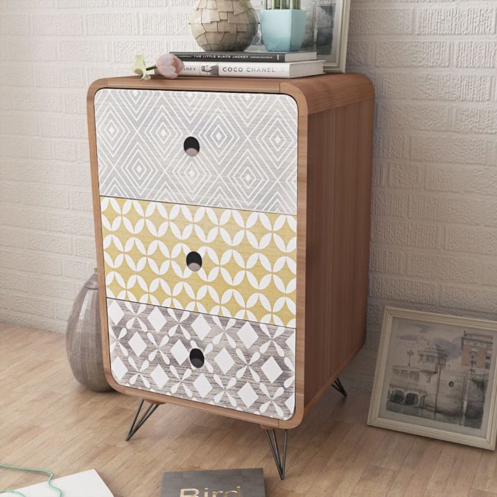 vidaXL Nightstand with 3 drawers grey