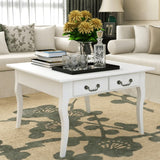vidaXL Coffee table with 4 drawers white