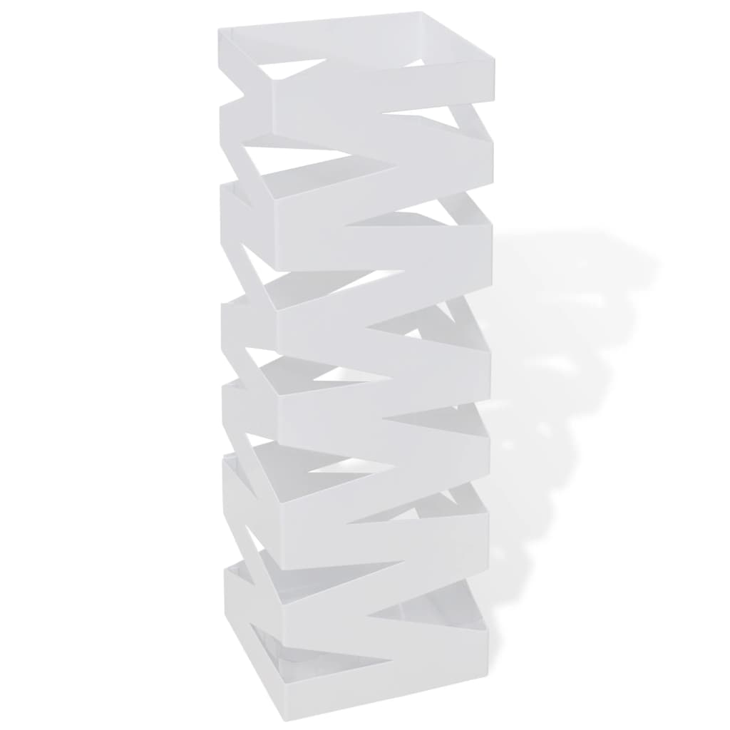 vidaXL Umbrella and Walking Stick Holder White Square Steel 48.5 cm