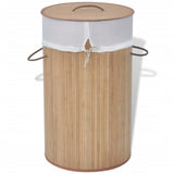 vidaXL Laundry Basket Round Bamboo Natural