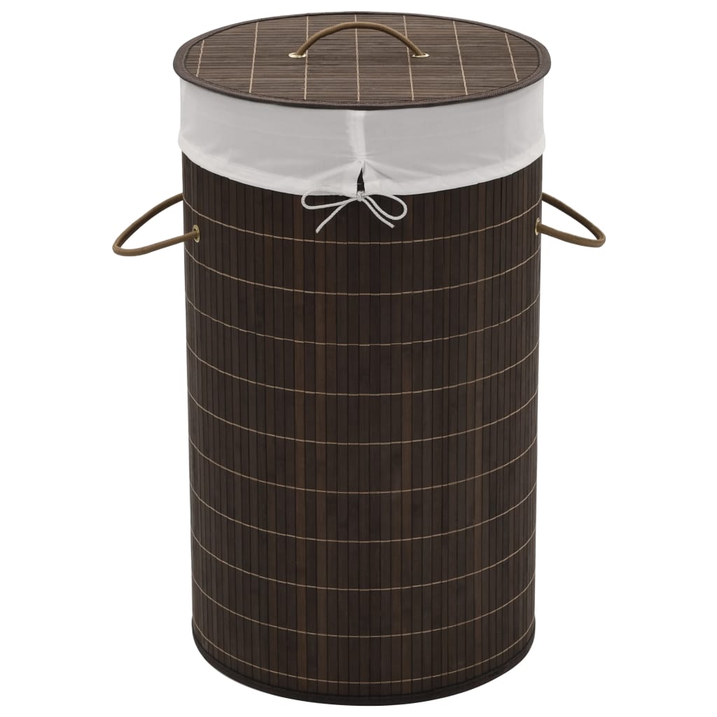 vidaXL Laundry Basket Round Bamboo Natural