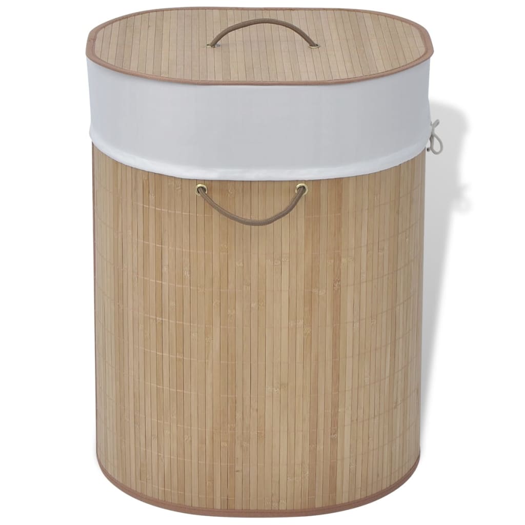 vidaXL Laundry Basket Round Bamboo Natural