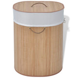 vidaXL Laundry Basket Round Bamboo Natural