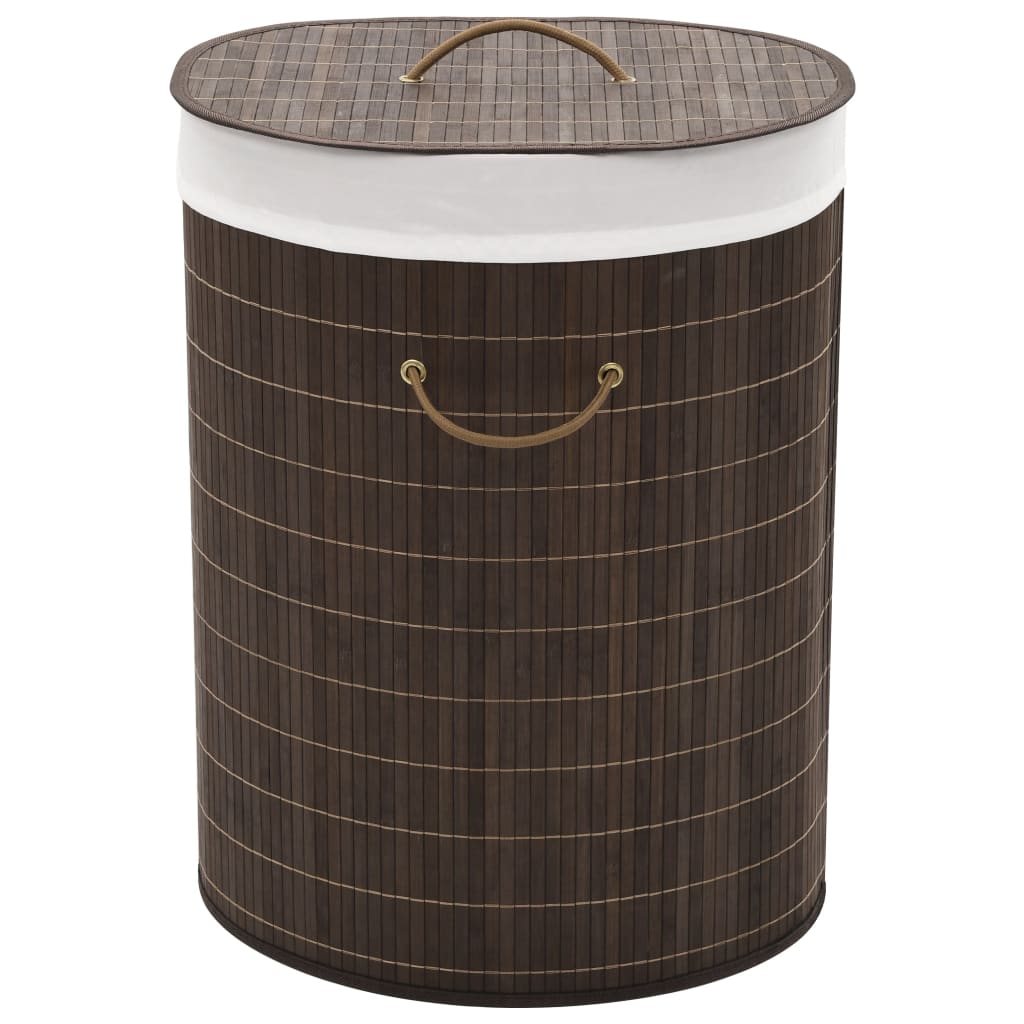 vidaXL Laundry Basket Round Bamboo Natural