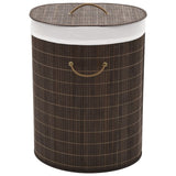 vidaXL Laundry Basket Round Bamboo Natural
