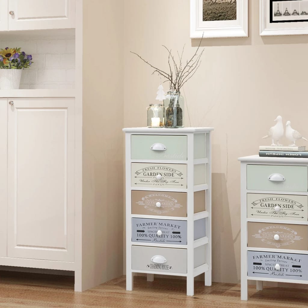 vidaXL French Storage Cabinet with 3 Drawers Wood