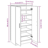 vidaXL Schoenenkast 55x35x108 cm bewerkt hout hoogglans wit