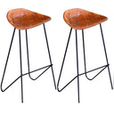 vidaXL Barstoelen 2 st echt leer zwart en bruin