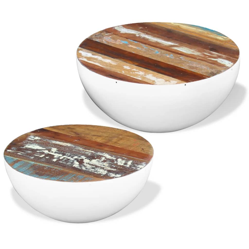 vidaXL Coffee Table Bowl Shaped with Steel Frame Recycled Wood