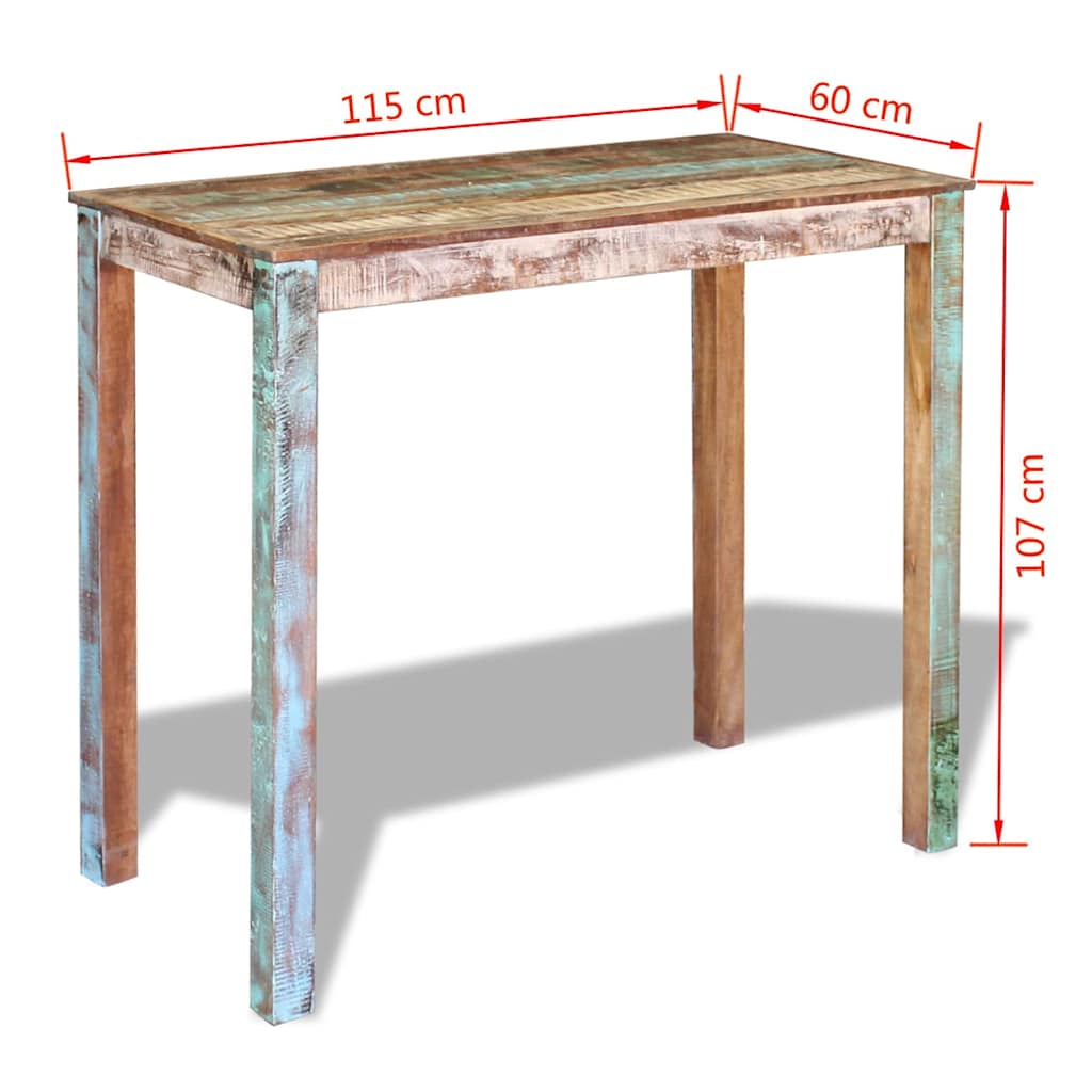 vidaXL Bartafel 115x60x107 cm massief gerecycled hout