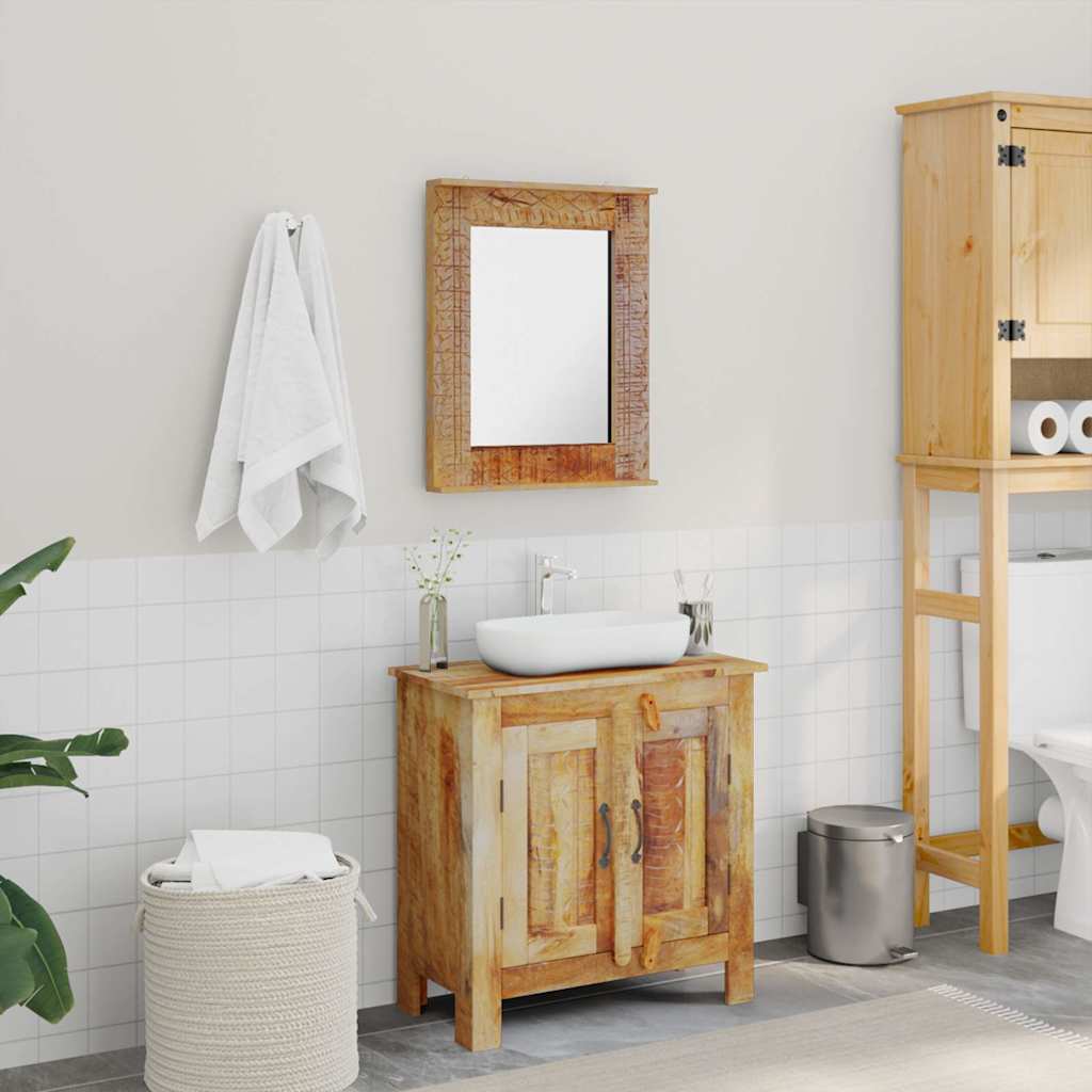 vidaXL Badkamerset met kast en spiegel massief gerecycled hout