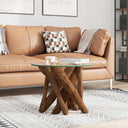 vidaXL Salontafel 60 cm massief teak drijfhout