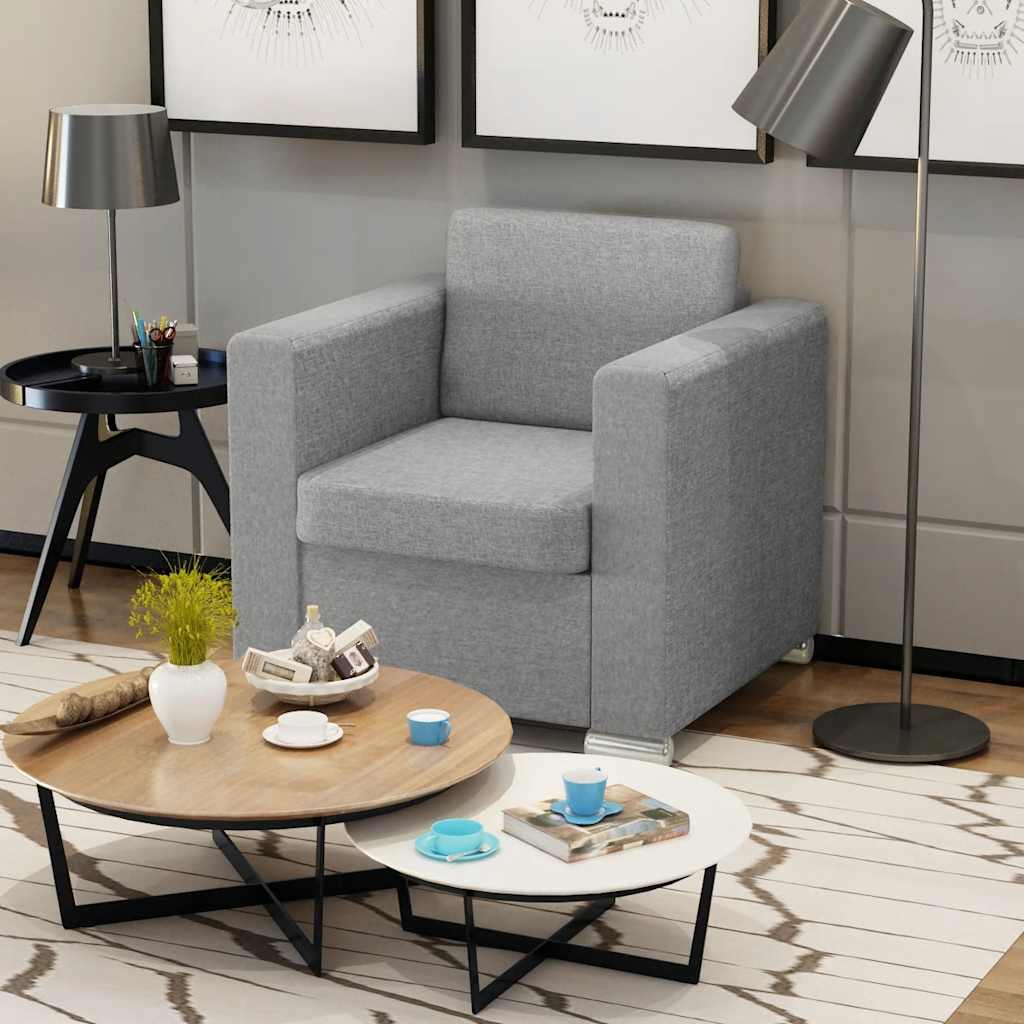 vidaXL Armchair fabric light gray