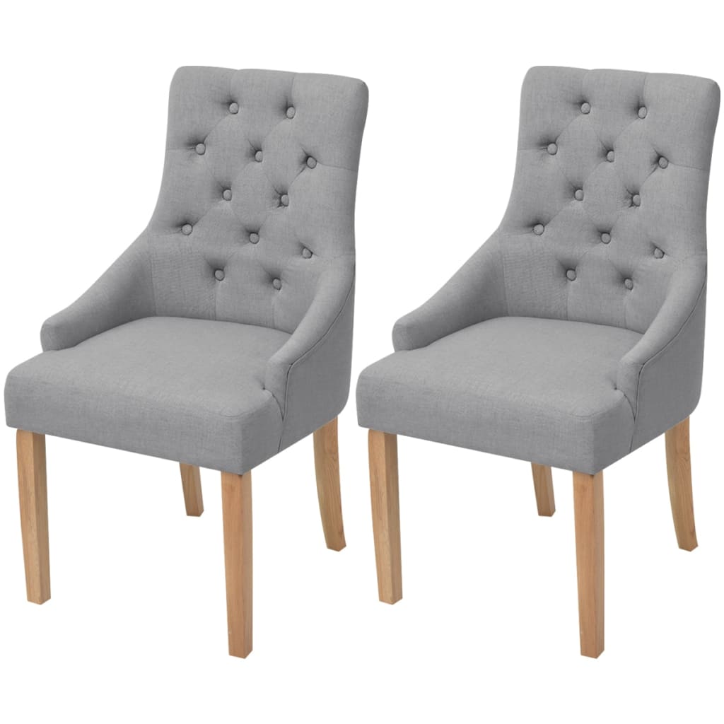 vidaXL Eetkamerstoelen 2 st stof lichtgrijs