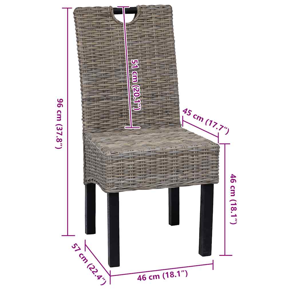 vidaXL Eetkamerstoel Kubu 2 stuks rattan mangohout