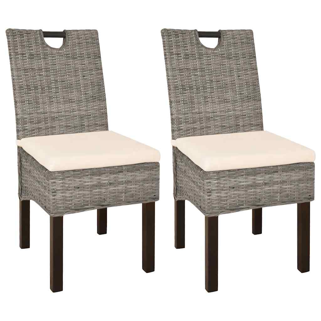 vidaXL Dining Chair Kubu 2 pcs Rattan Mango Wood