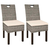 vidaXL Dining Chair Kubu 2 pcs Rattan Mango Wood