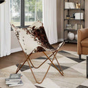 vidaXL Butterfly Chair Real Leather Black
