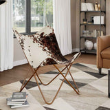 vidaXL Butterfly Chair Real Leather Black