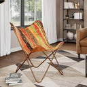 vidaXL Butterfly Chair Real Leather Black
