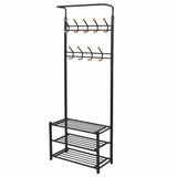 vidaXL Kledingrek met schoenenopberger 68x32x182,5 cm zwart