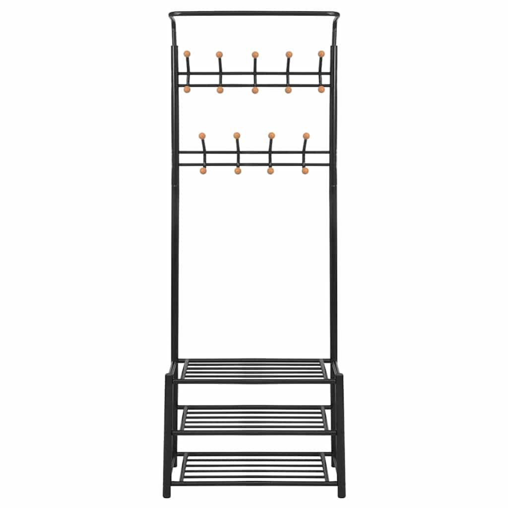 vidaXL Kledingrek met schoenenopberger 68x32x182,5 cm zwart