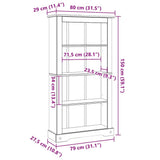 vidaXL Bookshelf solid pine wood 4 shelves Corona style 80x29x150 cm