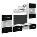 vidaXL Wall Display TV Cabinet with LED Lights Black 5-Piece