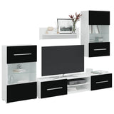 vidaXL Wall Display TV Cabinet with LED Lights Black 5-Piece