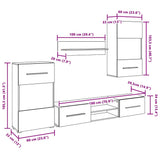 vidaXL Wall Display TV Cabinet with LED Lights Black 5-Piece