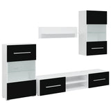 vidaXL Wall Display TV Cabinet with LED Lights Black 5-Piece