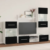 vidaXL Wall Display TV Cabinet with LED Lights Black 5-Piece