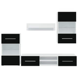 vidaXL Wall Display TV Cabinet with LED Lights Black 5-Piece