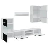 vidaXL Wall Display TV Cabinet with LED Lights Black 5-Piece