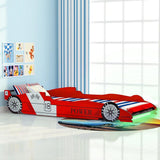 vidaXL Kids Race Car Bed with LED Light Blue 90x200 cm