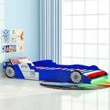vidaXL Kids Race Car Bed with LED Light Blue 90x200 cm