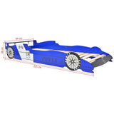 vidaXL Kids Race Car Bed with LED Light Blue 90x200 cm