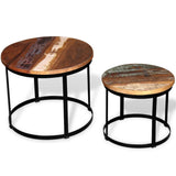 vidaXL 2-delige Salontafelset rond 40/50 cm ruw mangohout