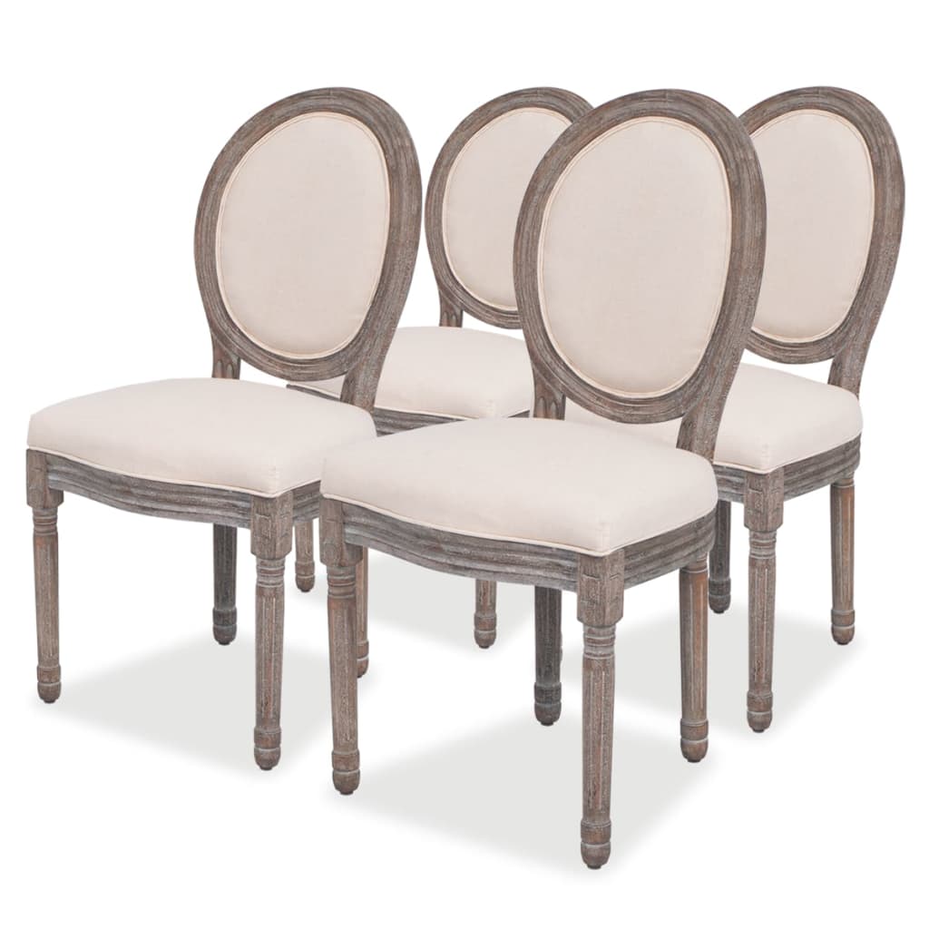 vidaXL Eetkamerstoelen 4 st stof crèmekleurig