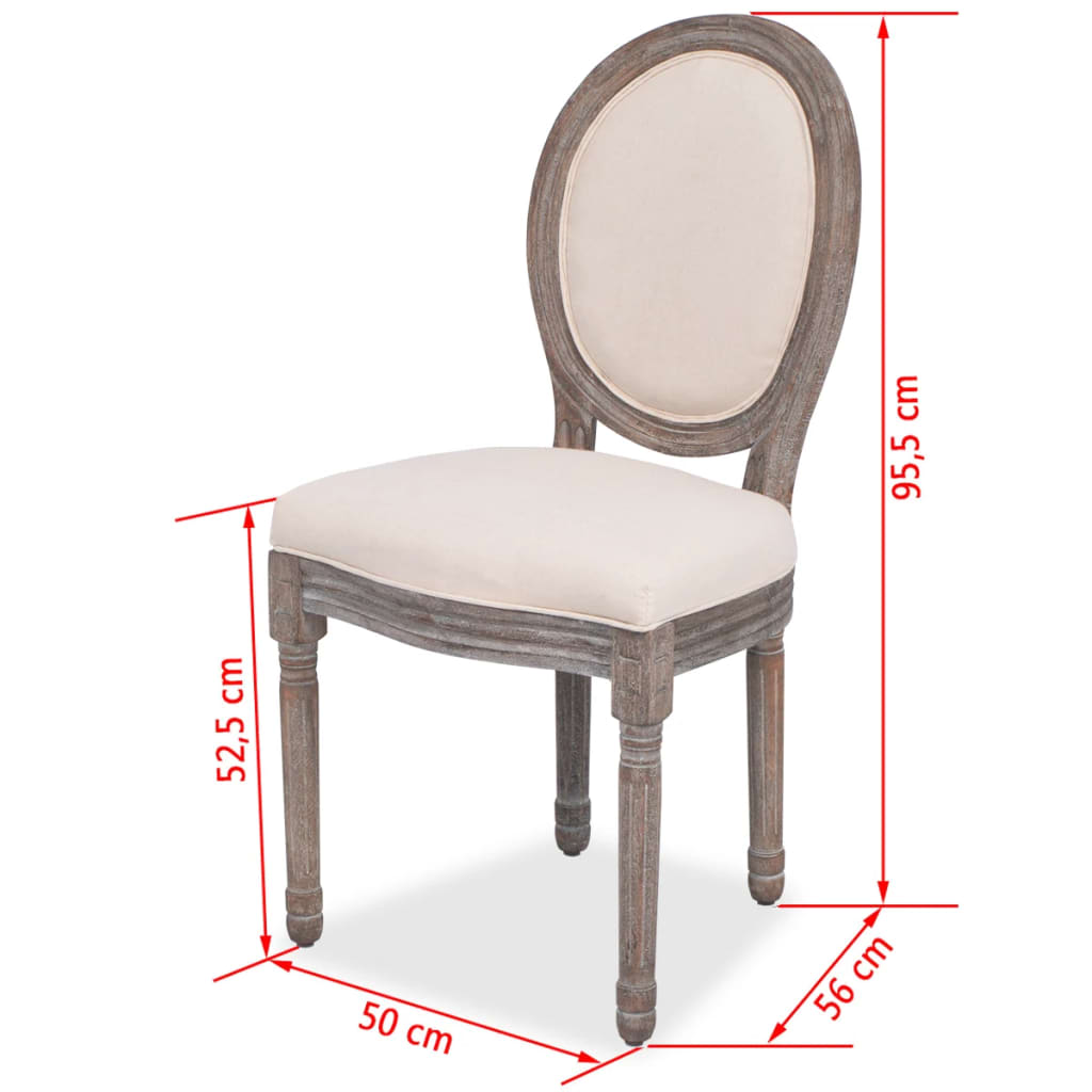 vidaXL Eetkamerstoelen 4 st stof crèmekleurig